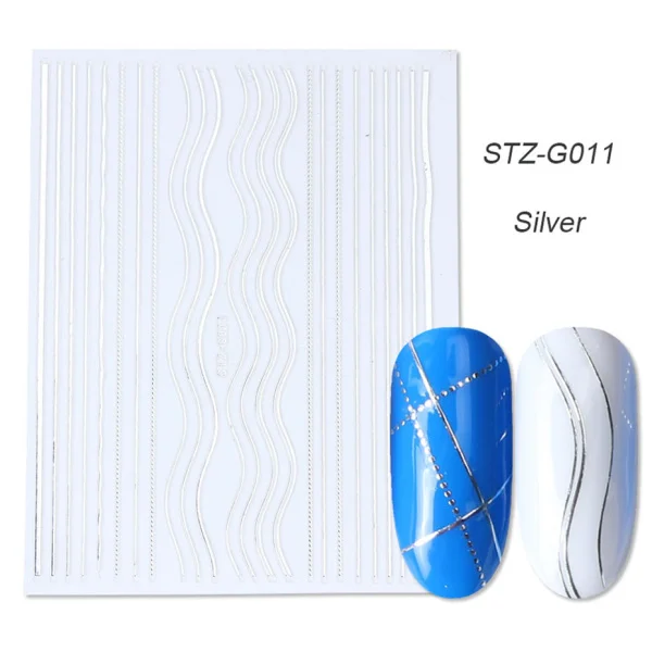 STZ-G0011 Silver 1 шт Чередование ленты для ногтей наклейки золотого и серебряного цвета 3D украшения ногтей обертывания наклейки для ногтей полоски LASTZG001-013-2 - Цвет: STZ-G0011 Silver