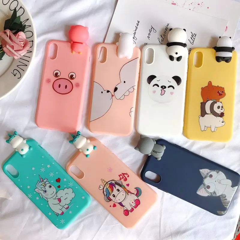5S SE 3D чехол для iPhone XR корпус 7 Etui медведь Единорог Kawaii Крышка Coque 6 S 8 Plus X XS Max случае