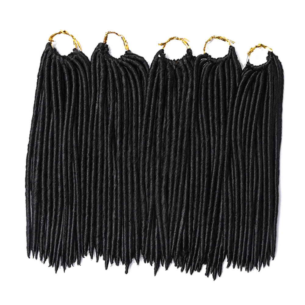 Synthetic Straight Faux Locs Crochet Hair Dreadlocks Braiding Hair Extensions Goddess Locs Hook Dreads Hair for Women Black 4