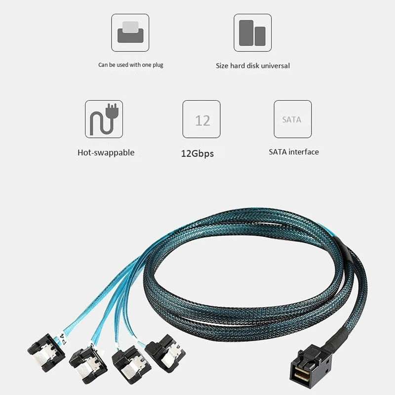 JABS Mini SAS интерфейс HD 36P SFF-8643 SATA 7Pinx4 90 градусов разъем литья под давлением жесткий диск кабель 1 м