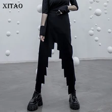XITAO, открытая нестандартная юбка, женская одежда,, высокая талия, элегантная, черная, маленькая, свежая, длинная, миноритарная, повседневная юбка, DMY1064