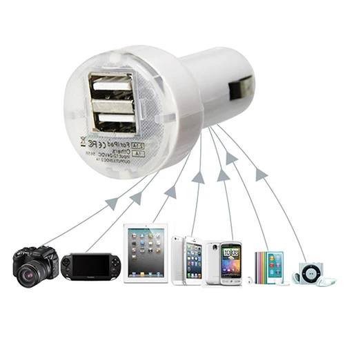 Автомобильный прикуриватель USB Зарядное устройство для быстрого автомобильного Зарядное устройство Мощность адаптер 2 Порты 5V 2.1A разъем для прикуривателя автомобиля для укладки волос