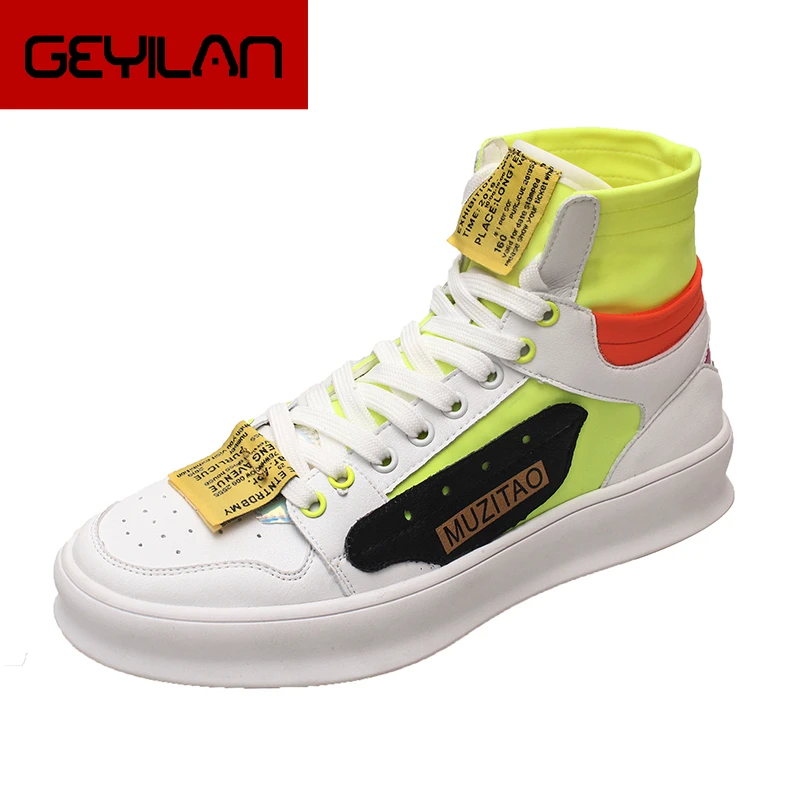 

High Top Sneakers Men Casual Shoes Leather Hip Hop Shoes Men Designer Fashion Luxury Shoes Men 2020 Leather Sneakers Buty Meskie