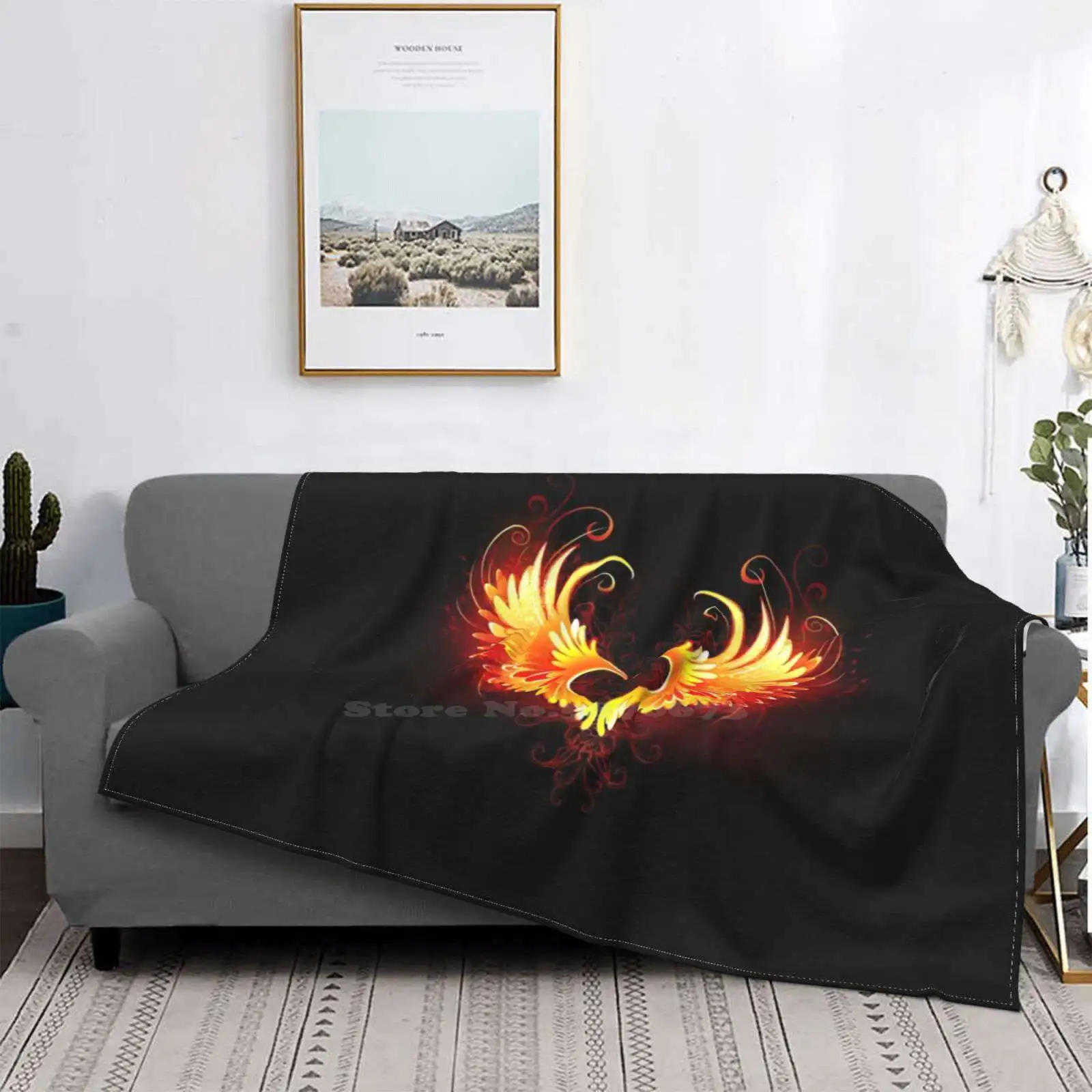 Angel Fire Heart Con Aria Condizionata Coperta Morbida Luce Calda Coperta Sottile Fuoco Cuore Fuoco Rosso Nero Sfondo Alato