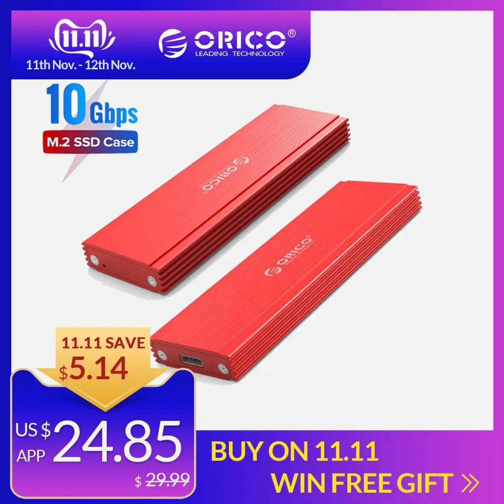 Günstige ORICO M2 SSD Fall NVMe M.2 SSD Gehäuse USB3.1 Typ C Gen2 10Gbps für Samsung Intel 2230 2242 2260 2280 nvme SSD