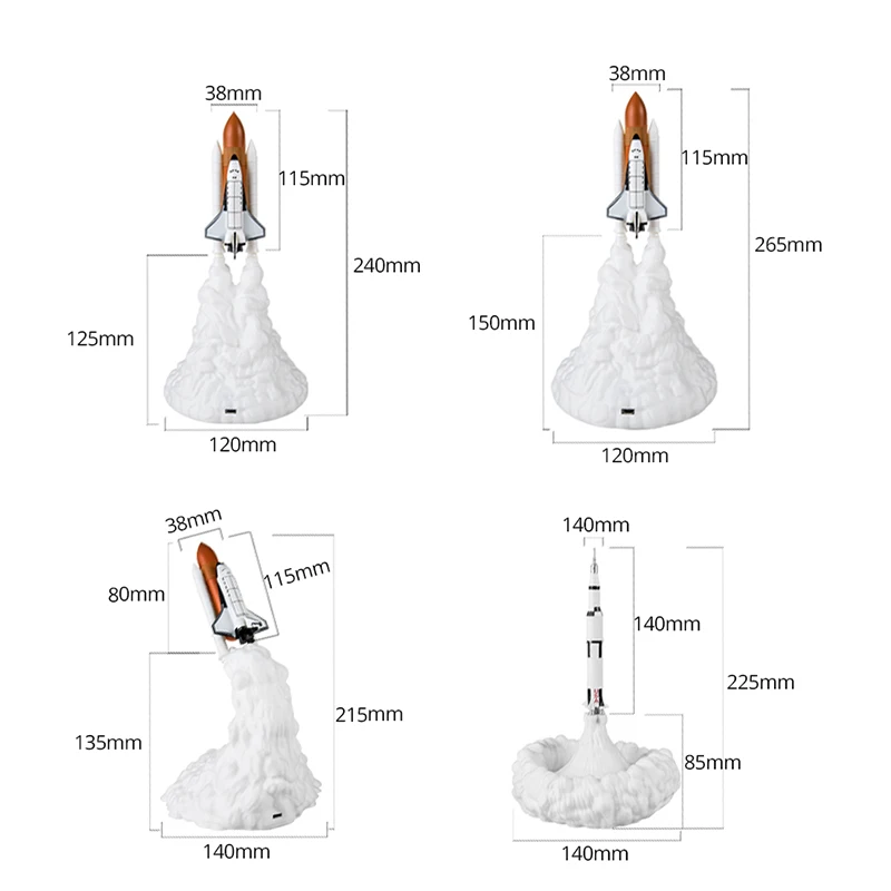 EeeToo 3D принт космический челнок лампа светодиодный ночной Светильник зарядка через usb ракетная лампа и лампы в виде Луны для любителей космоса ночной Светильник Прямая поставка