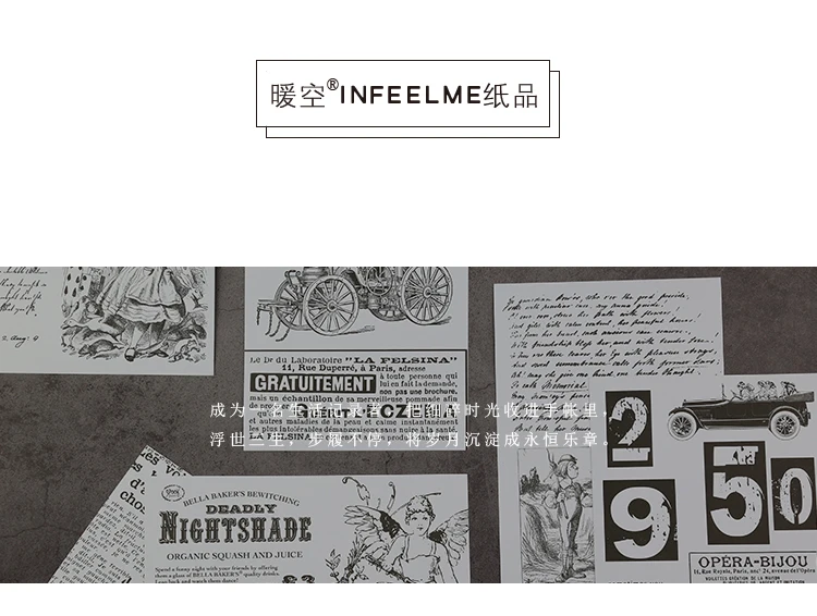 Black and White Series Creative Newspaper Handbook Decoration Stickers Scrapbooking Stationery Planner Accessories