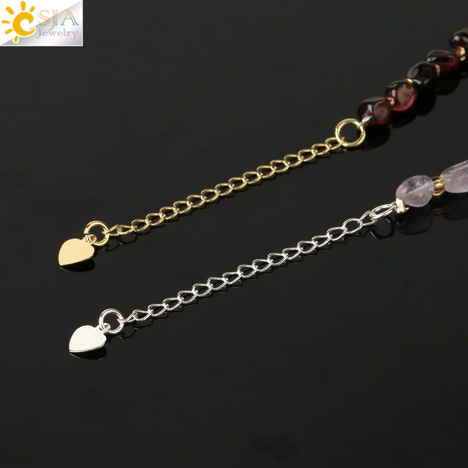 Women Bracelet Irregular Natural Gem Stone Chip Gravel Purple Crystal Obsidian Garnet Bracelet G701