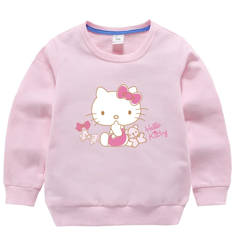 Свитшоты для маленьких мальчиков и девочек «hello kitty»; детские толстовки на весну-осень; свитер с длинными рукавами; детская футболка; одежда для детей