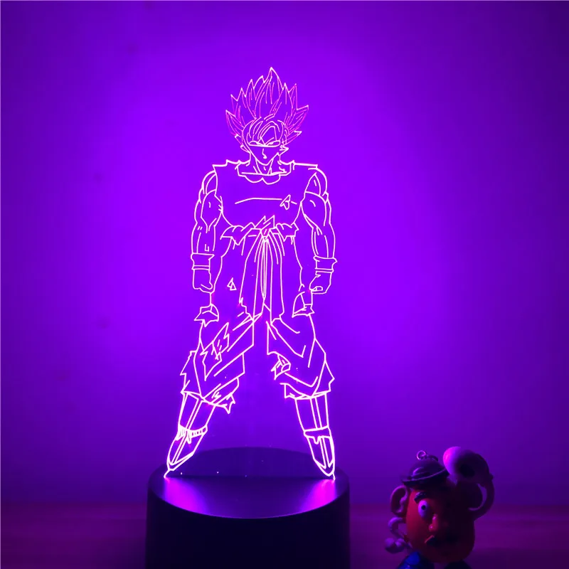 Dragon Ball Z Goku Битва Супер Saiyan стоящий вер. 3D светодиодный Ночной светильник 7 цветов сенсорный оптический Иллюзия фигурку лампа Декор