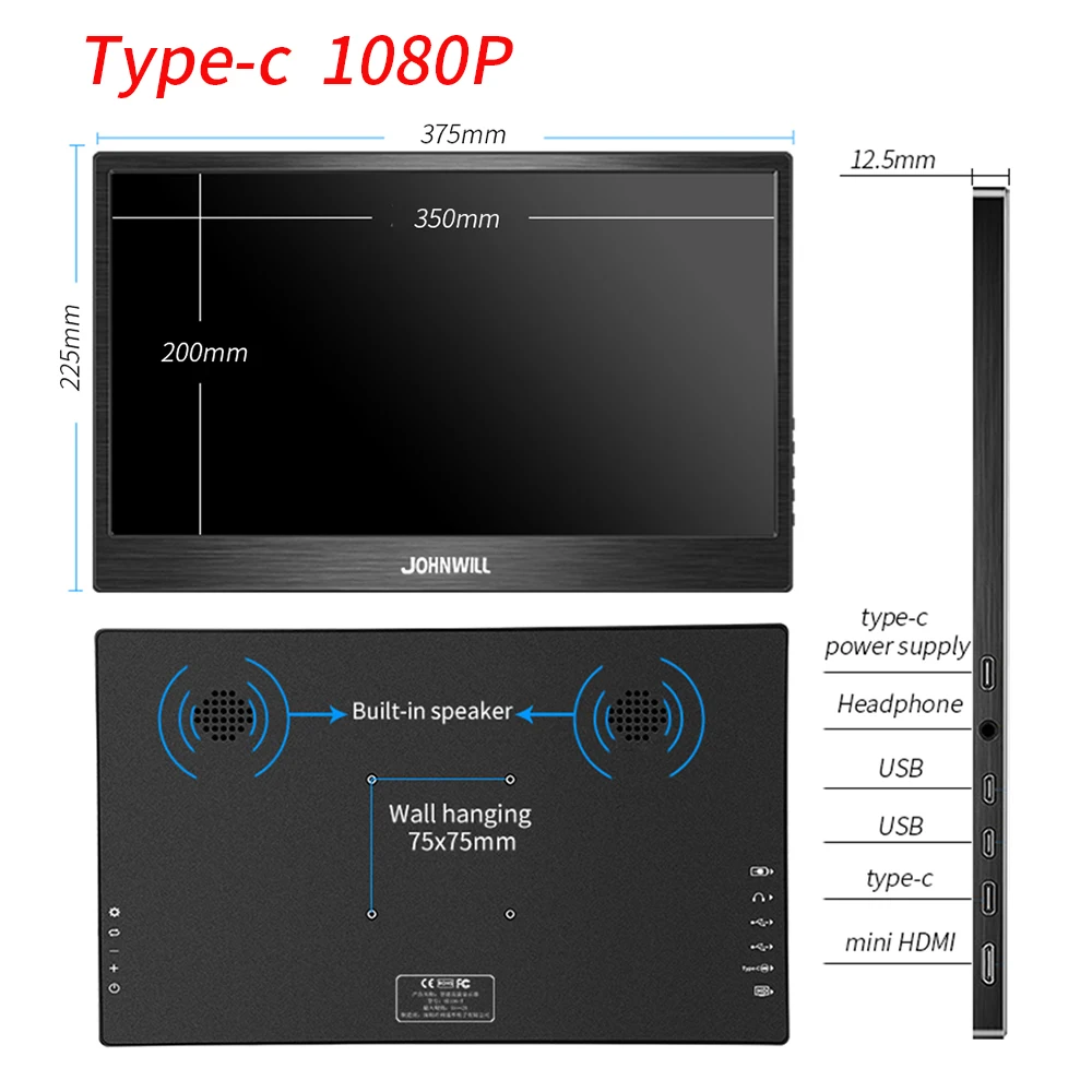Портативный монитор 15 6 &quotHDMI сенсорный экран ЖК дисплей тип c 1080P IPS для raspberry pie PC PS4