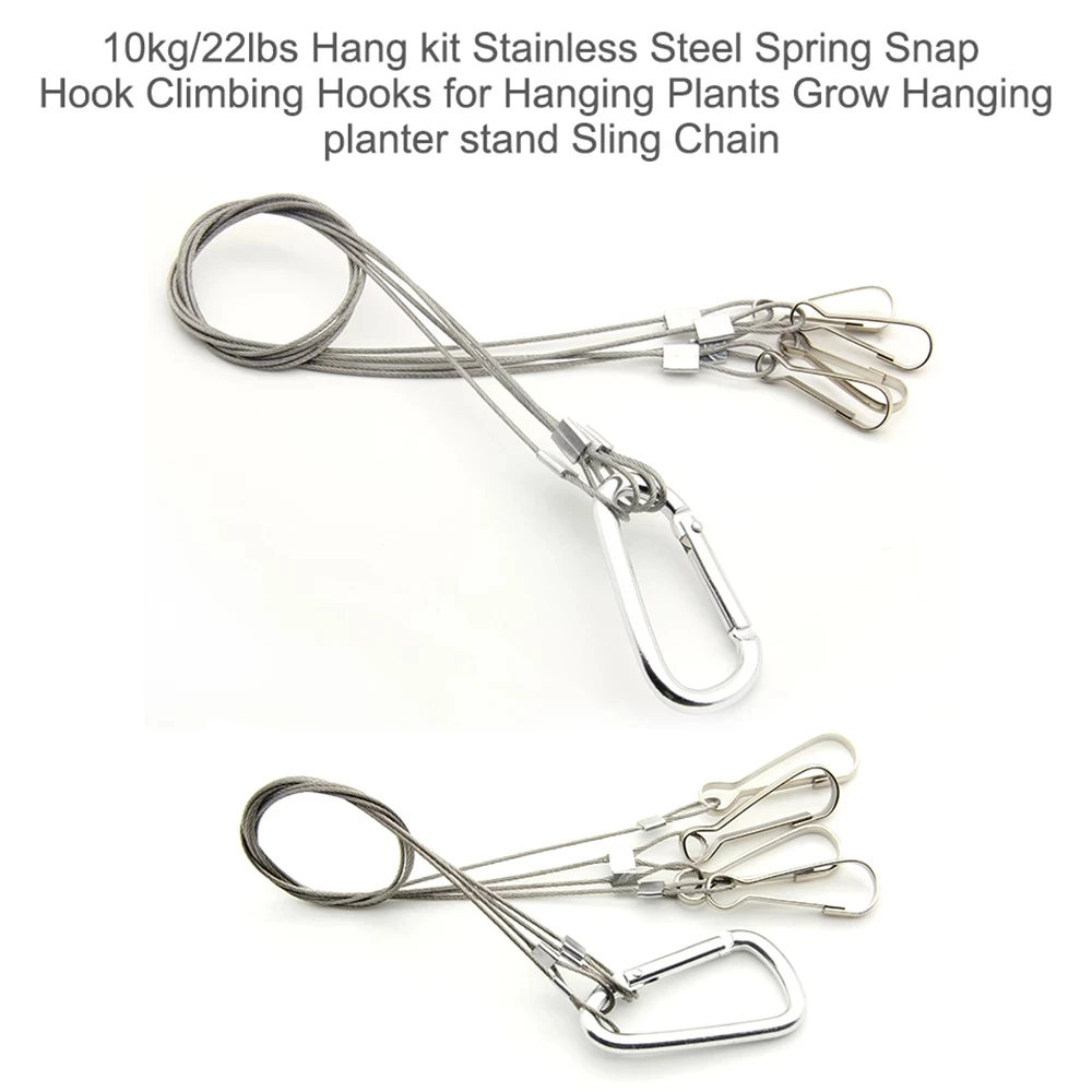 1 Bag 4pcs/set Lights Suspension Kit Stainless Steel Hang Rope Hook Galvanized Cable Hanging Grow Lamp Fixtures 15kg led grow light