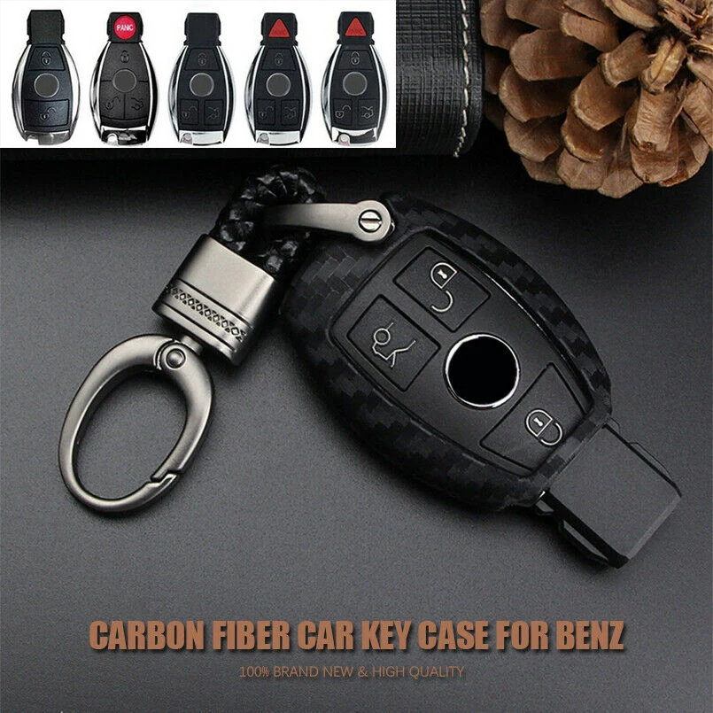 

Brand New Carbon Fiber Type TPU Soft Car Smart Key Fob Case Cover For Mercedes Benz
