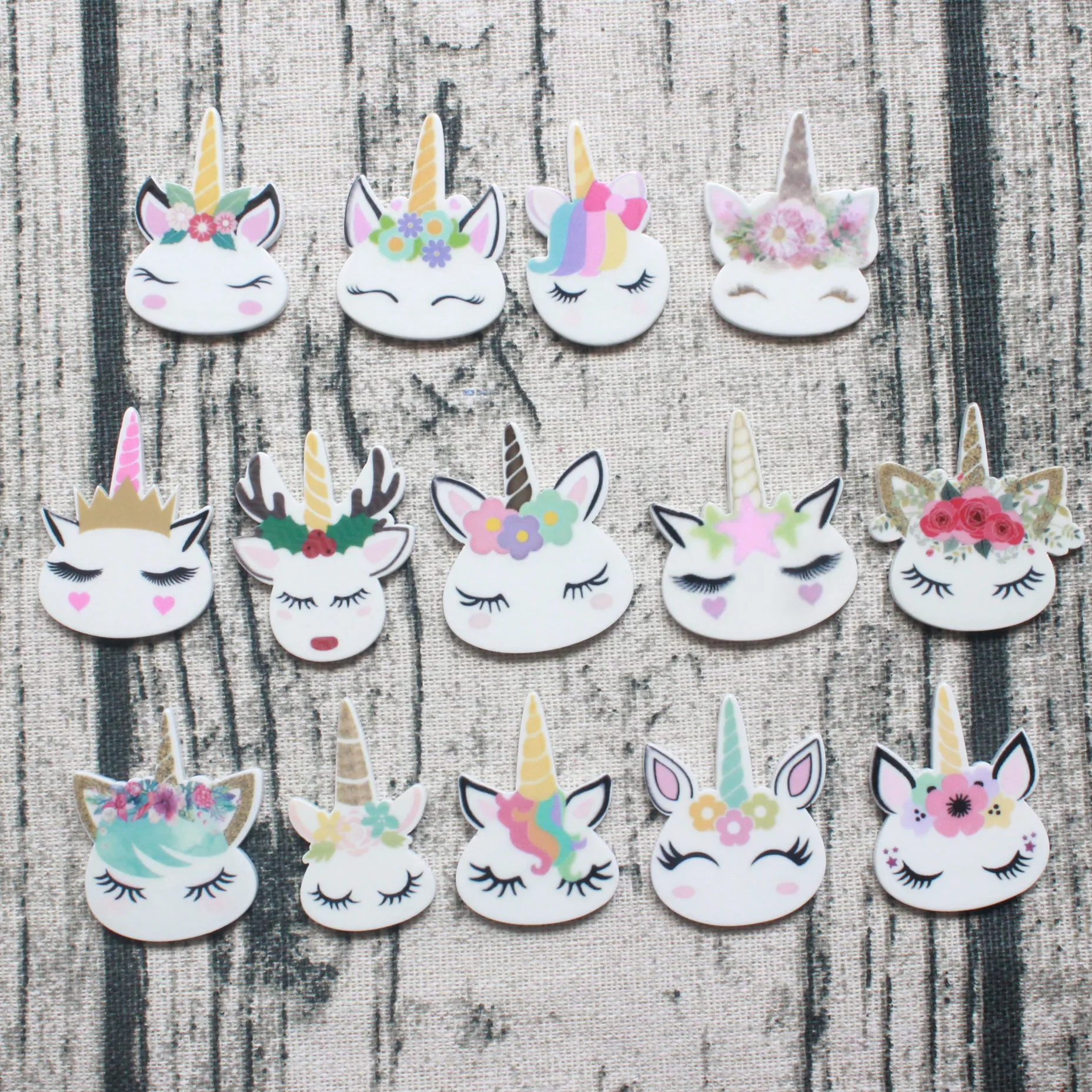 15 шт./лот kawaii плоское украшение из смолы Единорог головка полимерные кабошоны принадлежности