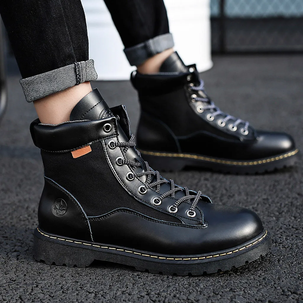 

Safety Boots Men Steel Toe Round Head Autumn And Winter Leather Boots Mens Boots Casual Botines Hombre Impermeable#G2