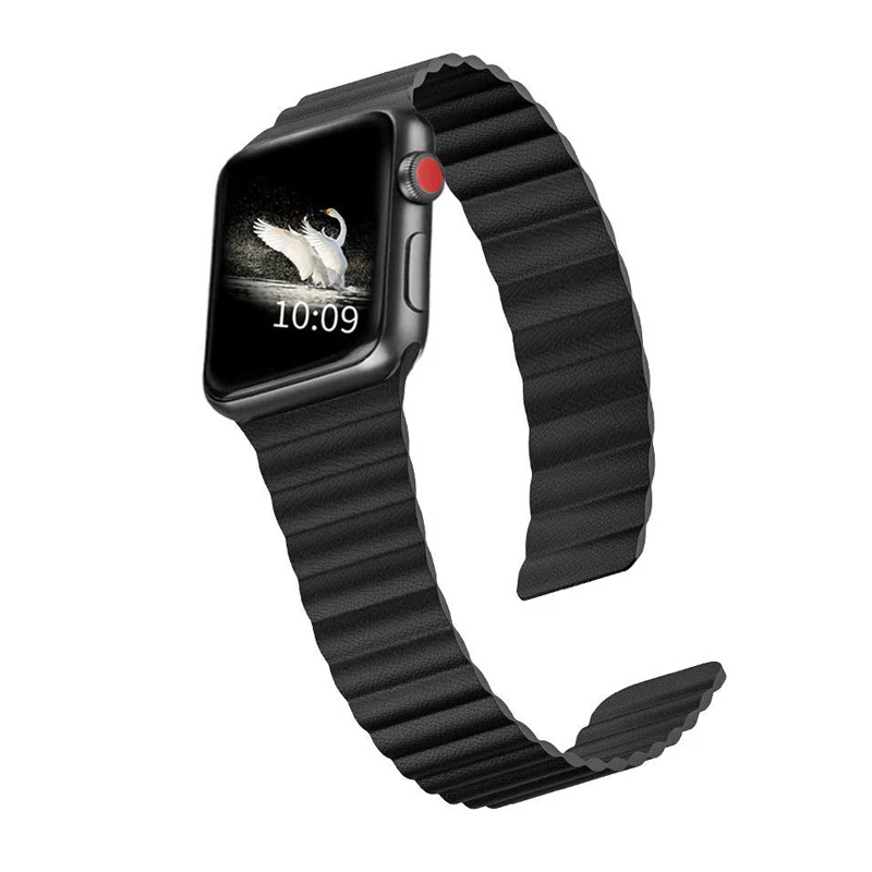 Кожаный ремешок для Apple Watch ремешок 44 мм 42 мм 40 мм 38 мм сильная Магнитная застежка браслет для iWatch серии 5 4 3 2 1 Аксессуары