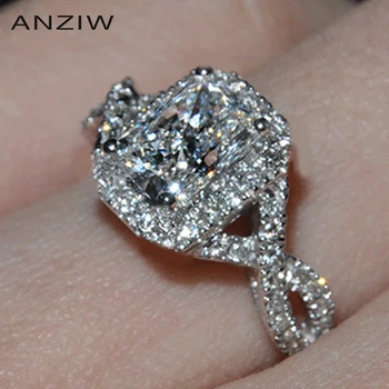

Luxury Wedding Ring 2 Carat Cushion Cut Sona Simulated Engagement Rings for Women 925 Sterling Silver Love Promise Ring