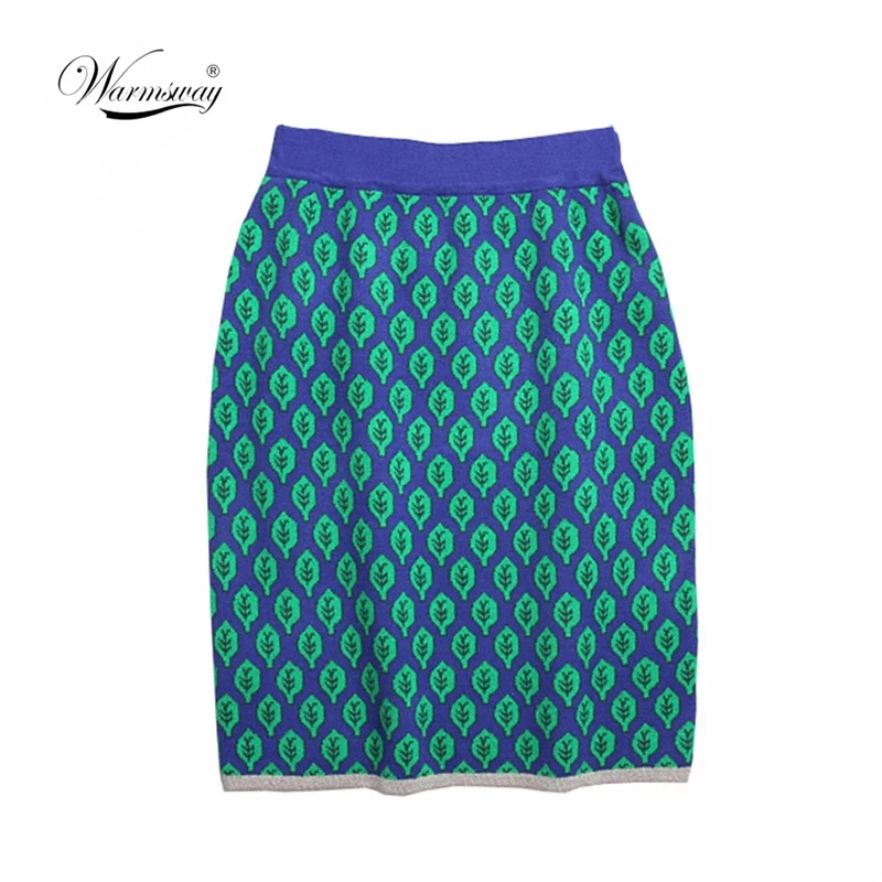 Весна-осень Женский жаккард с рисунком в виде листьев трикотажные юбки-карандаш