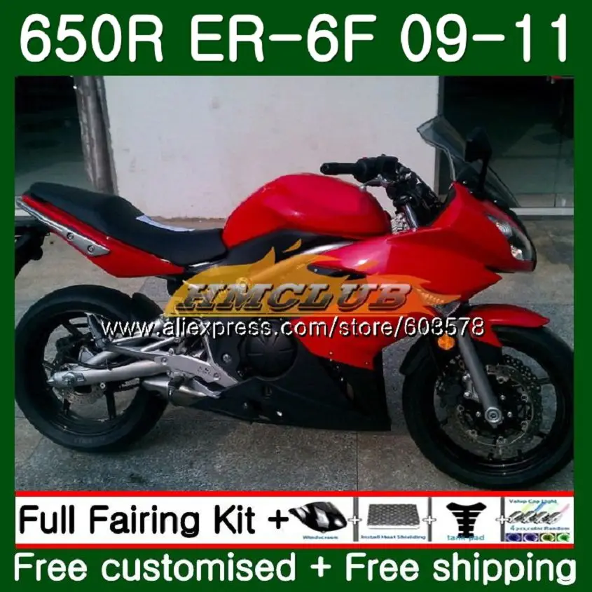 No. 1 Корпус для KAWASAKI 650R ER 6 F ER6F 09 10 11 red 108CL. 28 650 R ER6 F 09-11 ER 6F 650-R ER-6F 2009 2010 2011 обтекатель - Цвет: No. 1