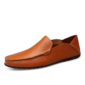 

2020 Hot Sale Men Loafer Shoes Casual Non-slip Flat Man Shoes Leather Genuine Comfortable Moccasins Male Shoes Plus Size