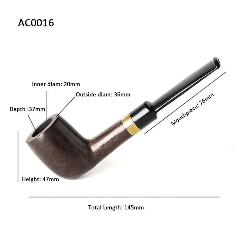ac0016 Ру-Лидер продаж эбеновая деревянная курительная трубка с 9 мм фильтром из активированного угля сигарные аксессуары для трубок для отца-бойфренда подарок ac00M - Цвет: ac0016