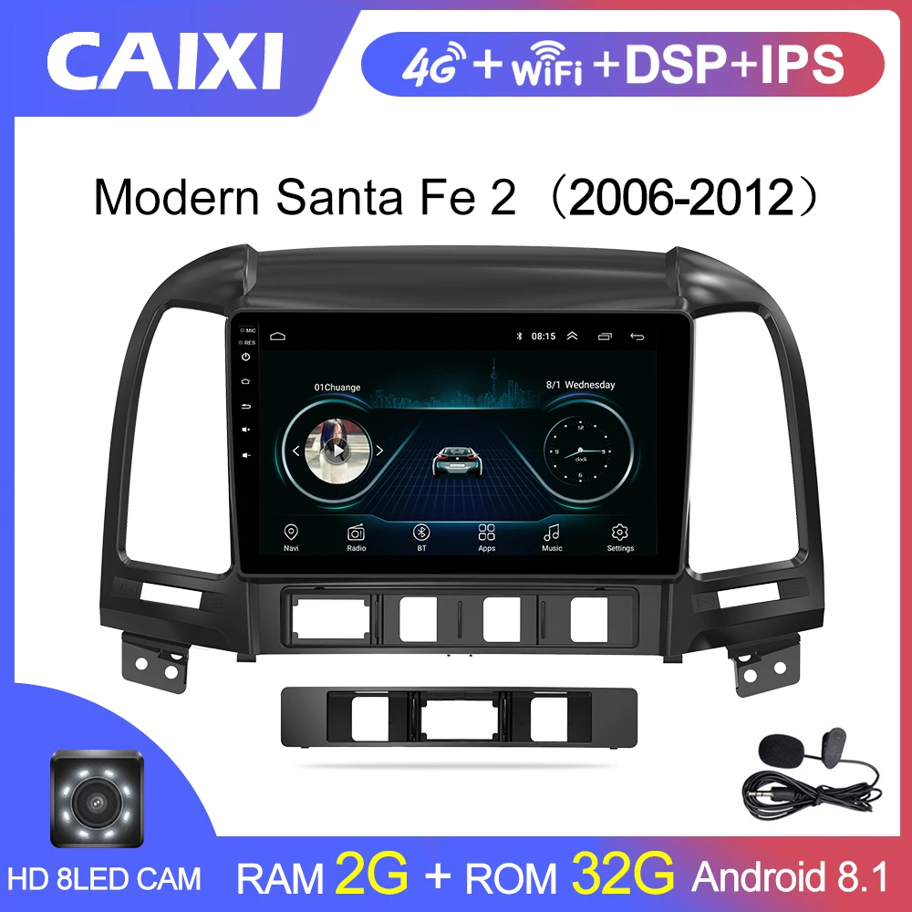 Автомагнитола CAIXI Android 8 1 мультимедийный проигрыватель Vdeo для Hyundai Santa Fe 2 2006 2012 Din