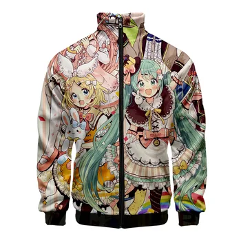 

Hatsune Miku Print Stand Collar Jacket Men/Women Winter Fashion Casual Harajuku Soft Jacket Coat Hot Sale