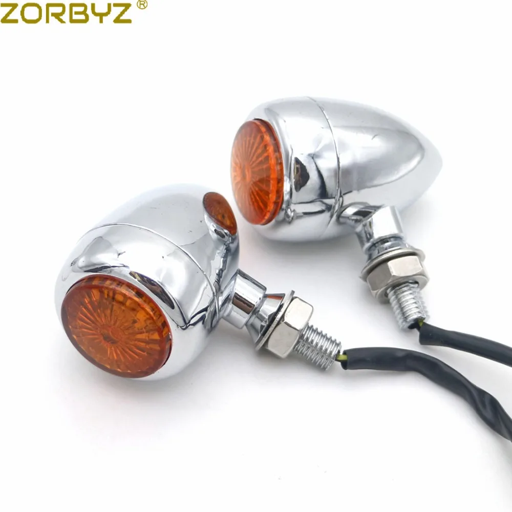 ZORBYZ мотоцикл черный/хромированная пуля металлический светодиодный индикатор сигнала поворота с E-Mark для Harley Honda Кафе Racer на заказ