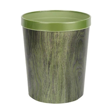 

European Trash Can Durable Garbage with Wood-Grain Without Cover with Pressure Ring Retro Trash Can