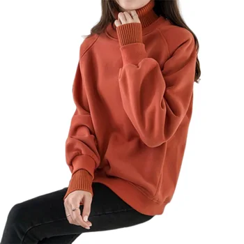 

Turtleneck Long Sleeve Women Sweater Solid Mujer Loose Casual Sweaters Korean Female Pullovers Outwear Solid Tops Hoodie Casual
