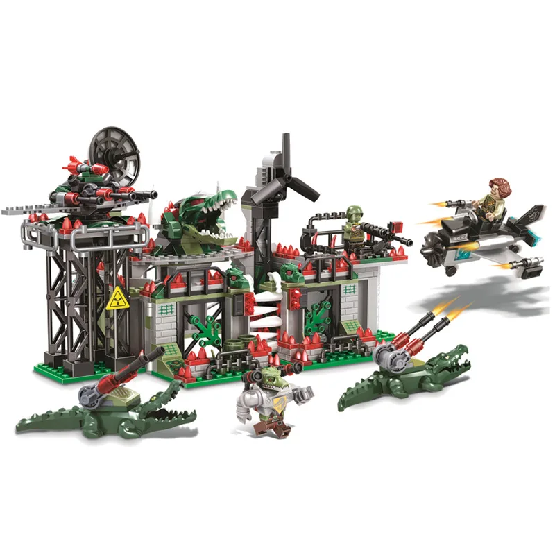 

536pcs Children's building blocks toys Compatible Legoingly city Crocodile Special Force Command Base figures Bricks gifts