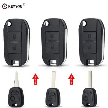 

KEYYOU 10pcs/lot for Peugeot 206 207 306 307 2 Button Blank Modified Flip folding Remote Key Shell Car Style Key Case