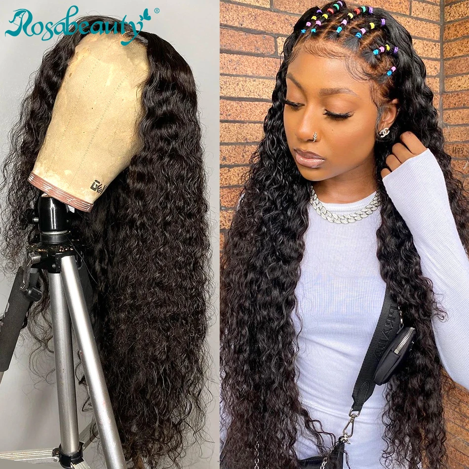 Permalink to -30%OFF Rosabeauty Deep Wave 28 30 inch Long Lace Front Human Hair Wigs Brazilian Water Curly Frontal Wigs For Black Women 4×4 Closure