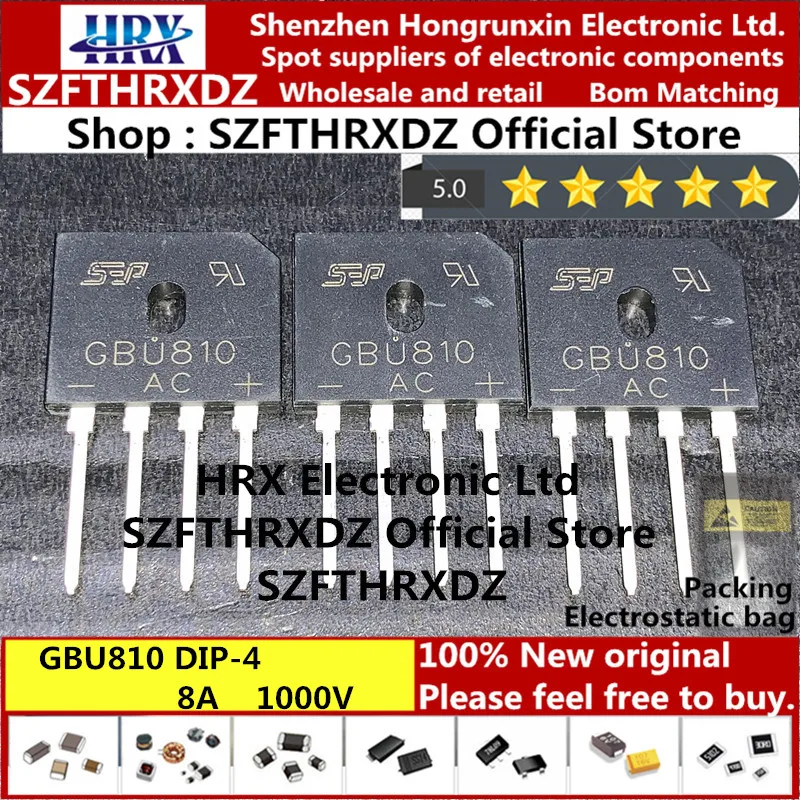 100% Новый оригинальный GBU810 DIP 4 8A 1000 В GBU808 800 в выпрямители моста (10 20 шт.)|Индукторы| |