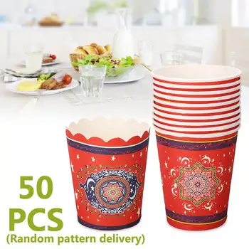 

50pcs/lot Ramadan Cup Ramadan Eid Disposable Tableware Paper Cup Party Holiday Decorations Ramadan Decoration Ramadan Decor