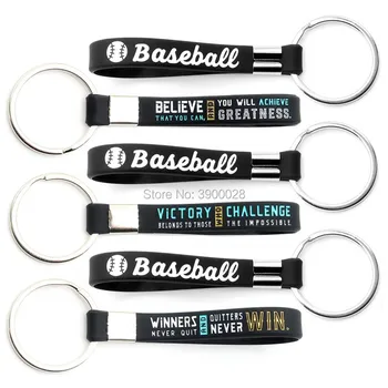 

300pcs keyring Baseball with Motivational Sports Quotes keychain wristbands silicone bracelets