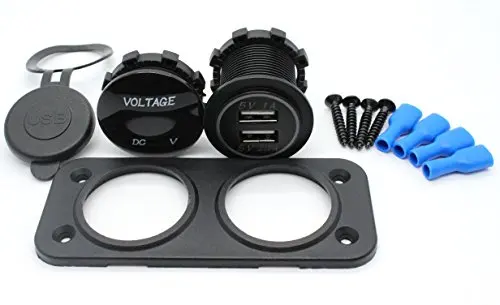 DC 12 V-24 V светодиодный цифровой вольтметр+ двойное USB Автомобильное зарядное устройство для мотоцикла 2.1A/1A для автомобиля мотоцикла зеленый синий красный
