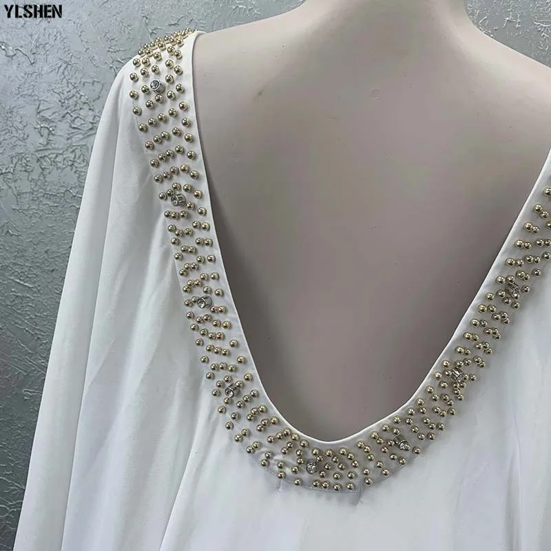 African Dresses for Women Sexy Nail Bead Backless Gown Evening Party Dress African Clothes High Quality Robe Femme Africa Dress 04