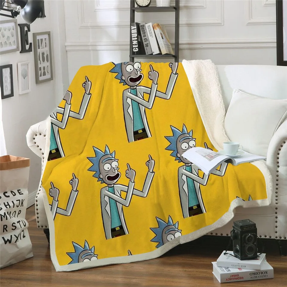 

ZOOTOP BEAR Rick and Morty Anime Throw Blanket Plush 3D Print Kids Soft Quilt Fashion Travel Picnic Adult Bedding Office Brand