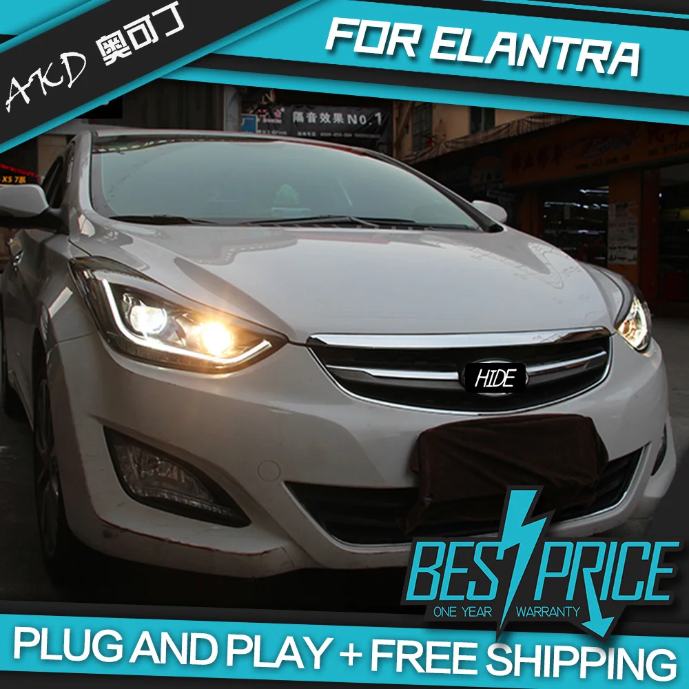 АКД автомобилей Стайлинг фар для Hyundai Elantra 2012 2016 фары светодиодный ходовые огни