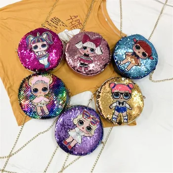 

LoL Surprise Cute Sequin Look Baby Circular Coin Purse Mobile Phone Bag Backpack Action Figure Children Birthday Gifts