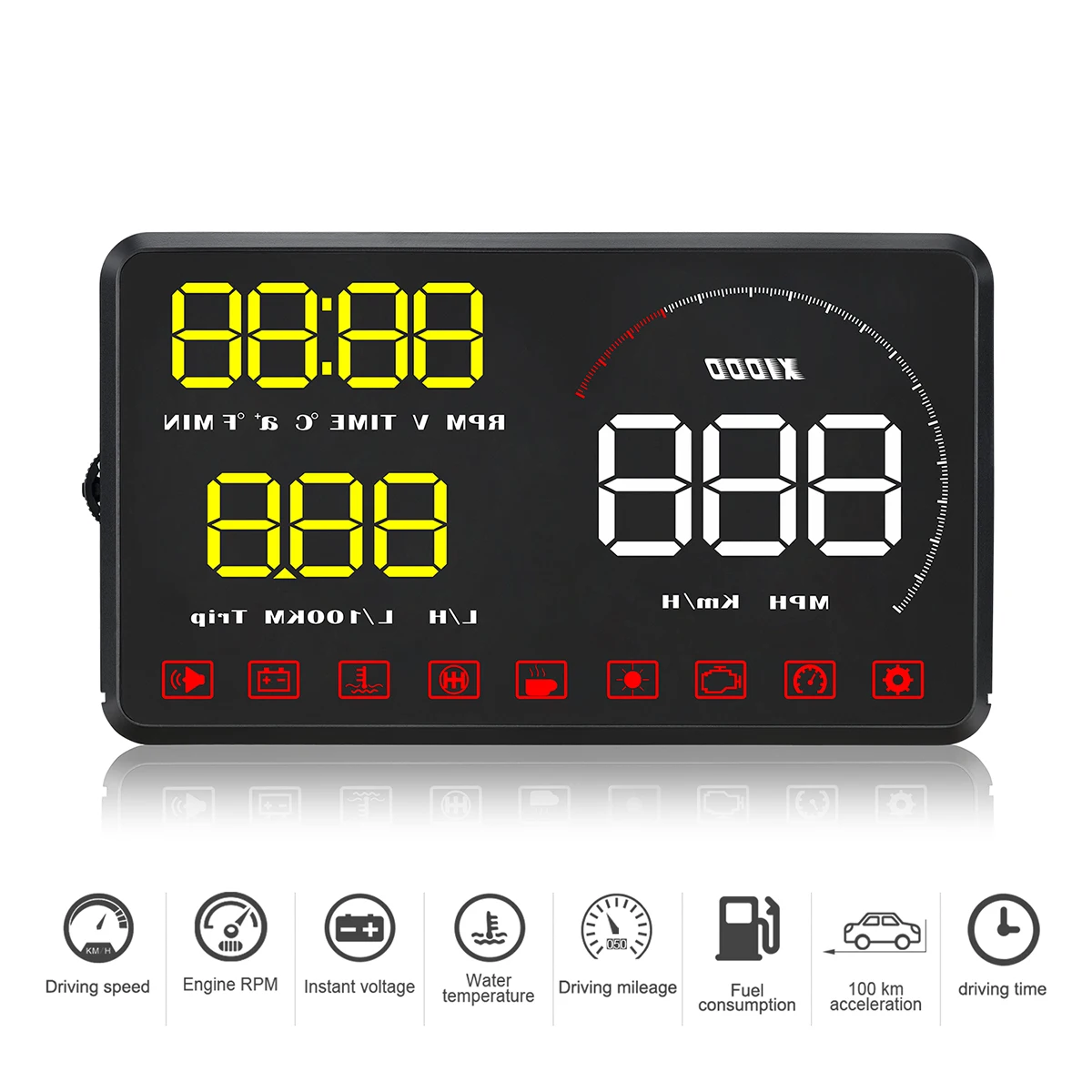 Автомобильный Стайлинг HUD 5," HD светодиодный OBD2 дисплей на голову сверхскоростПредупреждение ющий лобовое стекло проектор автомобильный диагностический инструмент система сигнализации
