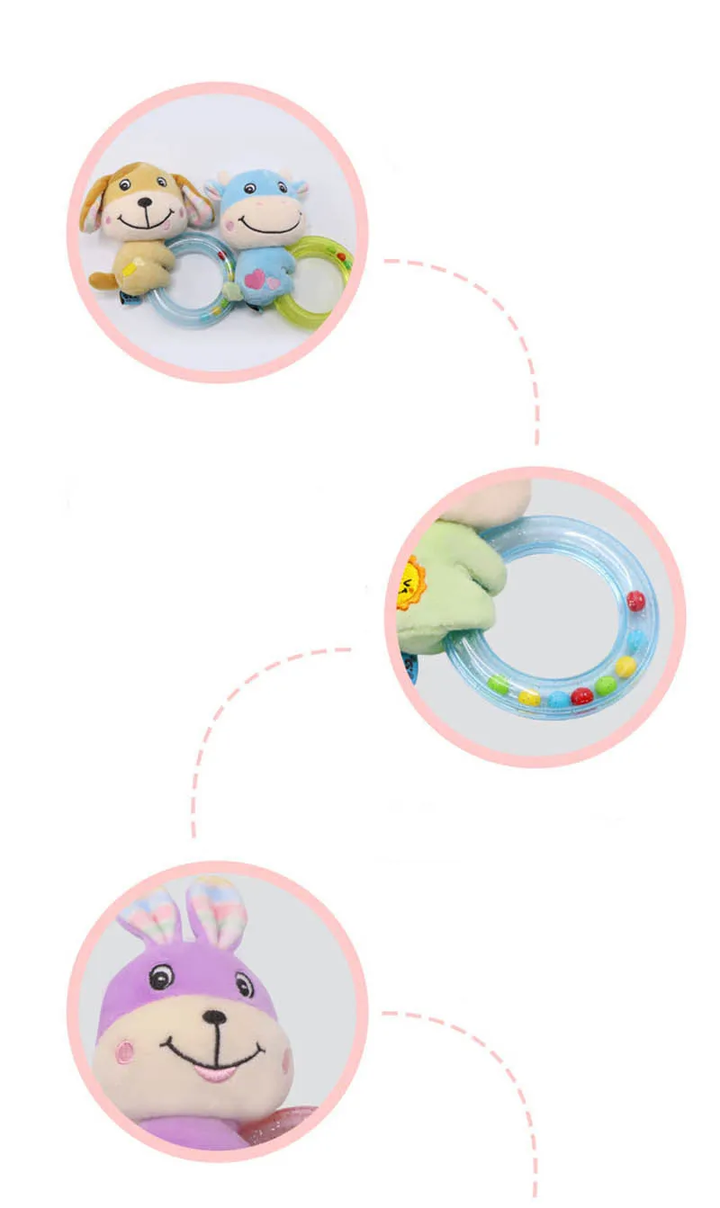 Cute Baby Rattle Toys Rabbit Plush Baby Cartoon Animal Bed Toys for 0-12 Months Educational Baby Rattle Toy Rabbit Hand Bells