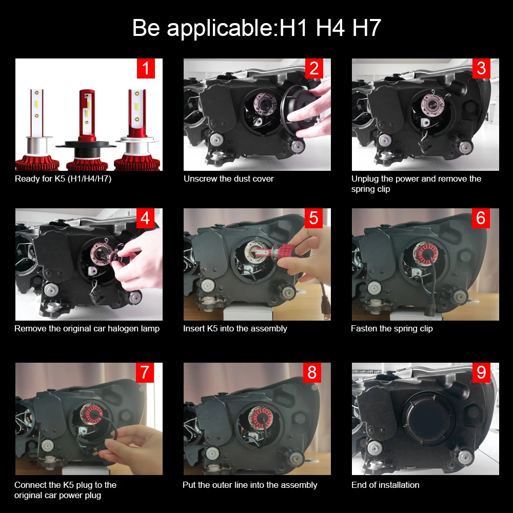 ECAHAYAKU 2 шт. K5 Автомобильный светодиодный фары H1 H7 H11 H4 9005 HB3 9006 HB4 36W 4000lm за пару 6000K светодиодный автомобильные лампы фары