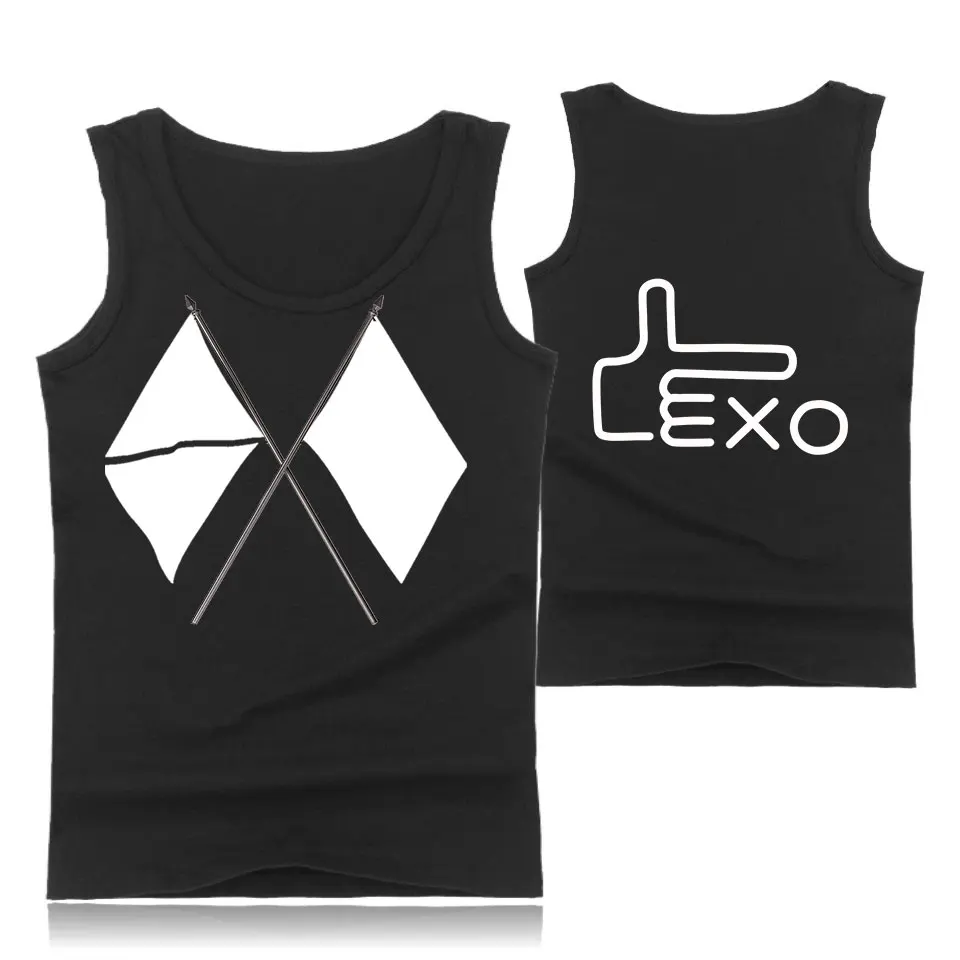EXO логотип крутой Kpop Harajuku мода харадзюку печатных топы новая уличная монолитная Мода Лето Прохладный wo мужские/мужские топы
