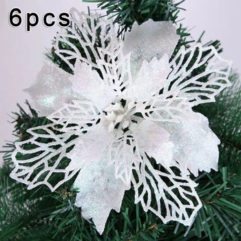 

Glitter Christmas tree decoration flowers On Christmas Tree 16cm High Quality