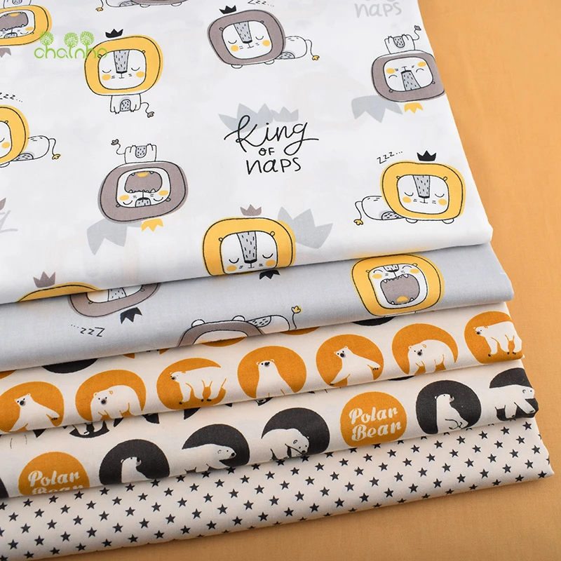 Серия Chainho, Bear& Lion, саржевая хлопковая ткань с принтом, Лоскутная Ткань для шитья своими руками, стеганая одежда для детей и детей, материал постельного белья