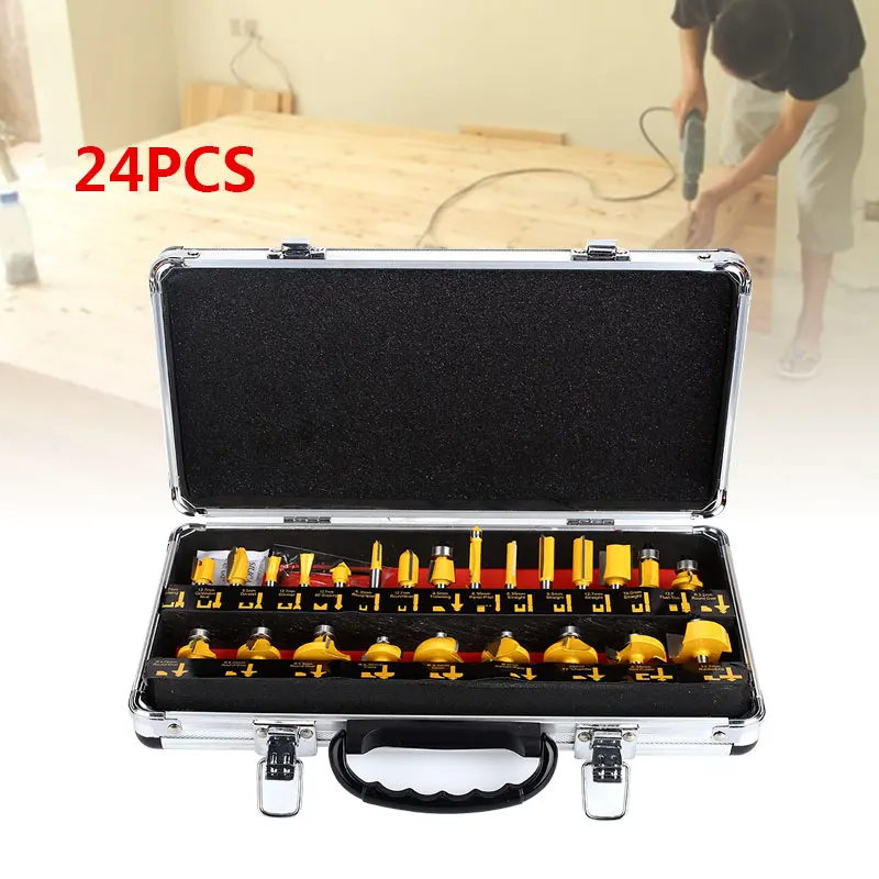 

24pcs 1/4 Hinged Hole Chamfering Device Milling Cutter Milling Cutter Suit Strong Cork Drilling Woodworking Tools Cutter Bit