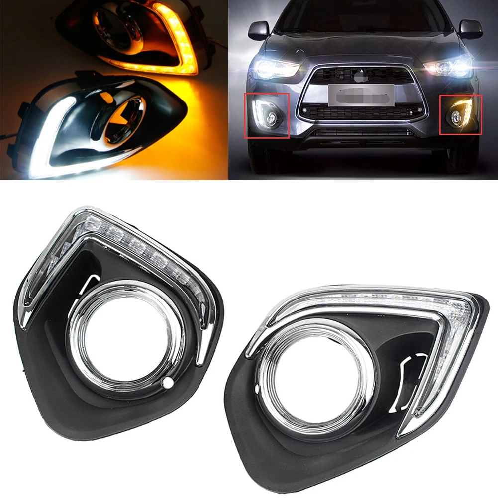 2 шт. Автомобильный светодиодный дневный ходовой свет DRL с поворотными сигналами для Mitsubishi ASX Outlander Sport 2013