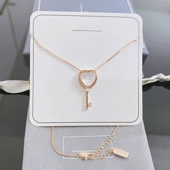 

Fashion Dubai Africa Luxury Wedding Women's Party Love Key Necklace 925 Sterling Silver Necklace Women's Gift